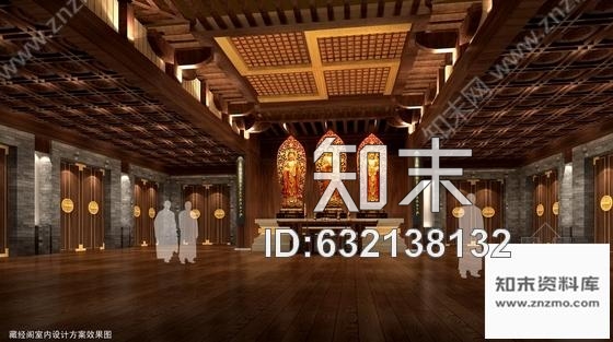 施工图浙江佛门胜地藏经楼室内装修图含效果cad施工图下载【ID:632138132】