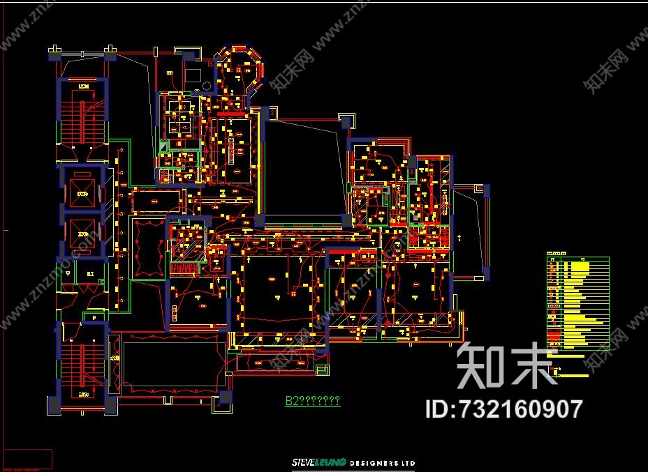 梁志天—深圳香蜜湖示範單位大户型B样板间cad施工图cad施工图下载【ID:732160907】