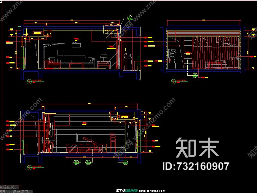 梁志天—深圳香蜜湖示範單位大户型B样板间cad施工图cad施工图下载【ID:732160907】