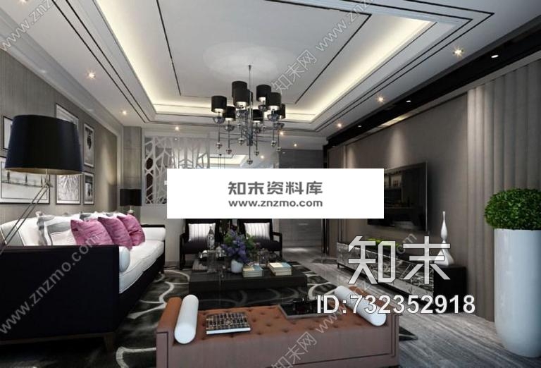 现代风格施工图+效果图cad施工图下载【ID:732352918】