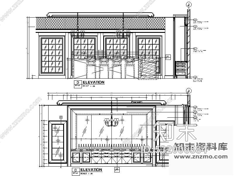 施工图英文法式餐厅及雪茄吧施工图含效果cad施工图下载【ID:532006584】