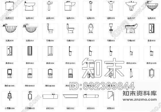 图块/节点卫浴洁具图块cad施工图下载【ID:832309844】