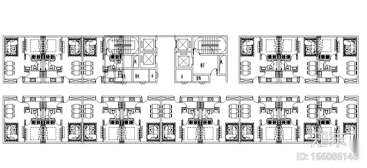 标准层公寓户型平面方案设计施工图下载