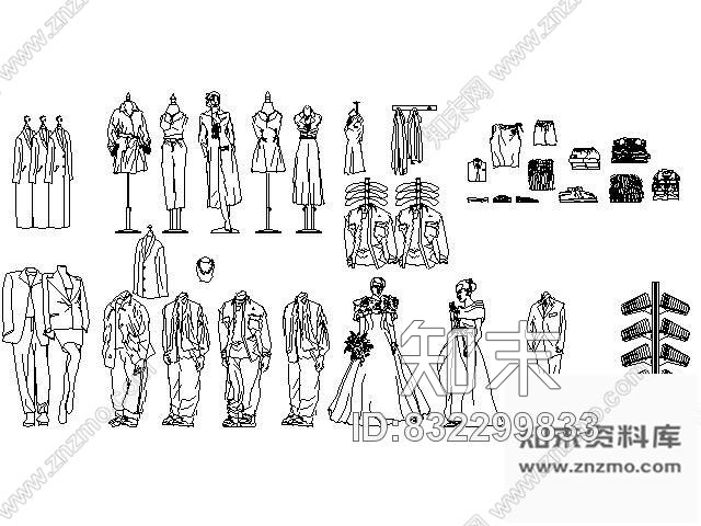 图块/节点服装图块集cad施工图下载【ID:832299833】