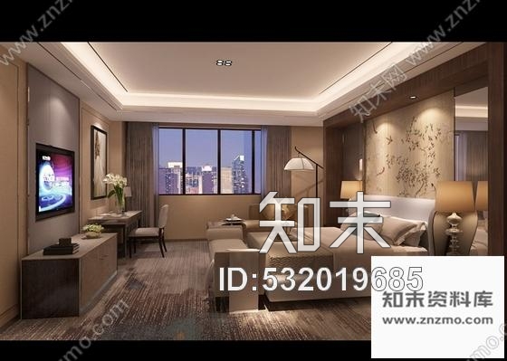 施工图绵阳5星温馨3居室客房室内设计CAD施工图(含效果图)施工图下载【ID:532019685】