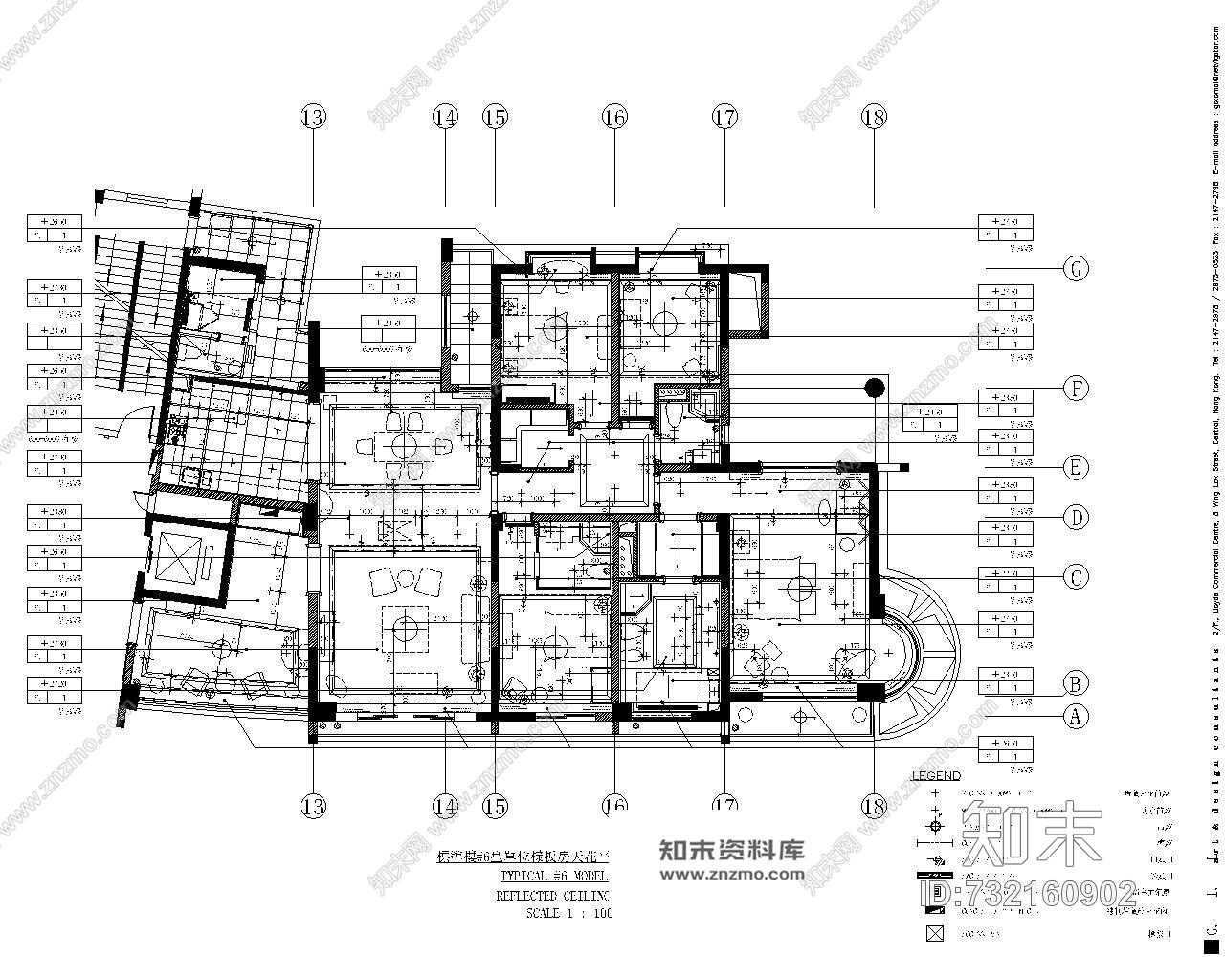 梁志天-杭州錢江新城D3戸型美式风格样板房cad施工图施工图下载【ID:732160902】