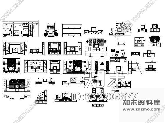 图块/节点视听柜图块cad施工图下载【ID:832309877】