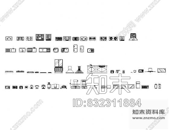图块/节点厨房空间图块集cad施工图下载【ID:832311884】