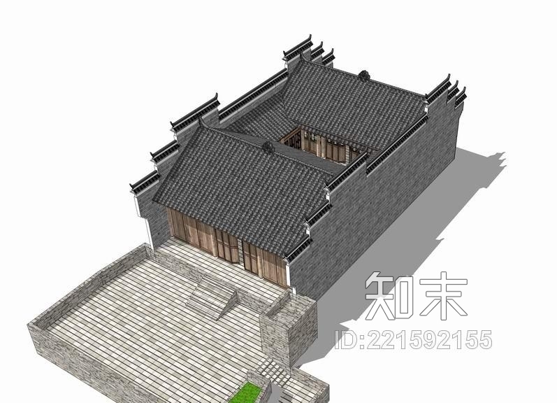 原创中式民居su模型下载【id:221592155】