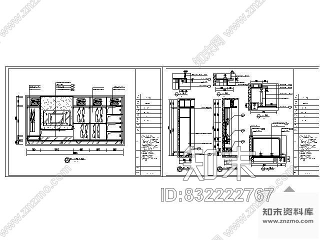 图块/节点主卧室衣柜详图cad施工图下载【ID:832222767】