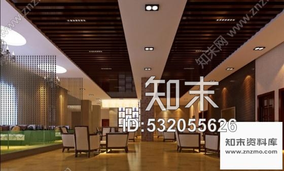 施工图现代中式风酒店大堂装修图含效果cad施工图下载【ID:532055626】