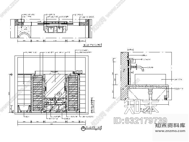 客房卫生间立面cad施工图下载【ID:832179739】