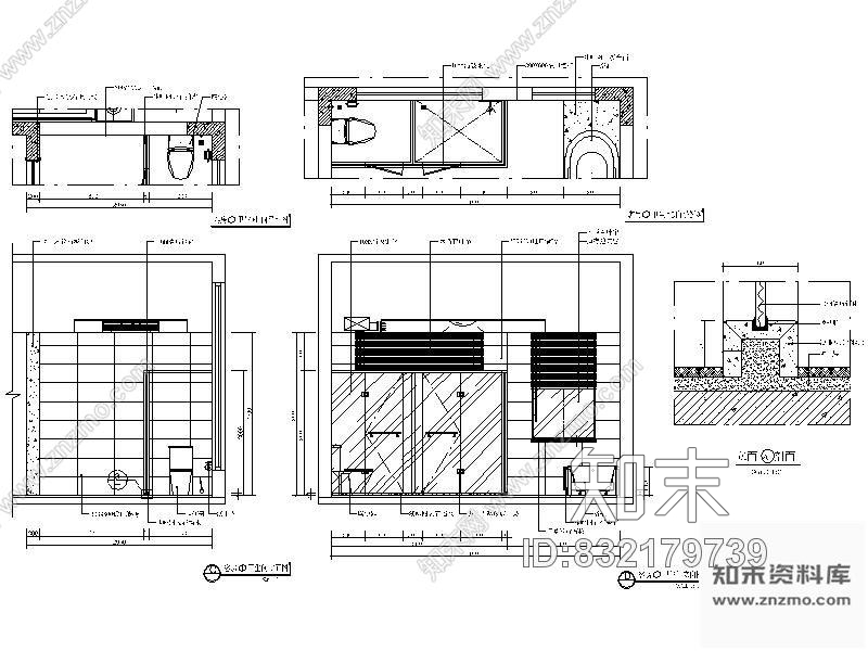 客房卫生间立面cad施工图下载【ID:832179739】