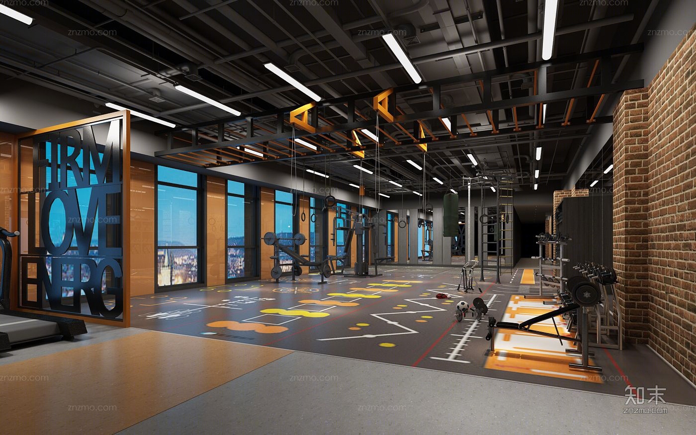 工业风健身房3d模型下载【id:95463365】