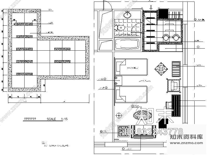 图块/节点多个标准客房平面装修图cad施工图下载【ID:832243778】