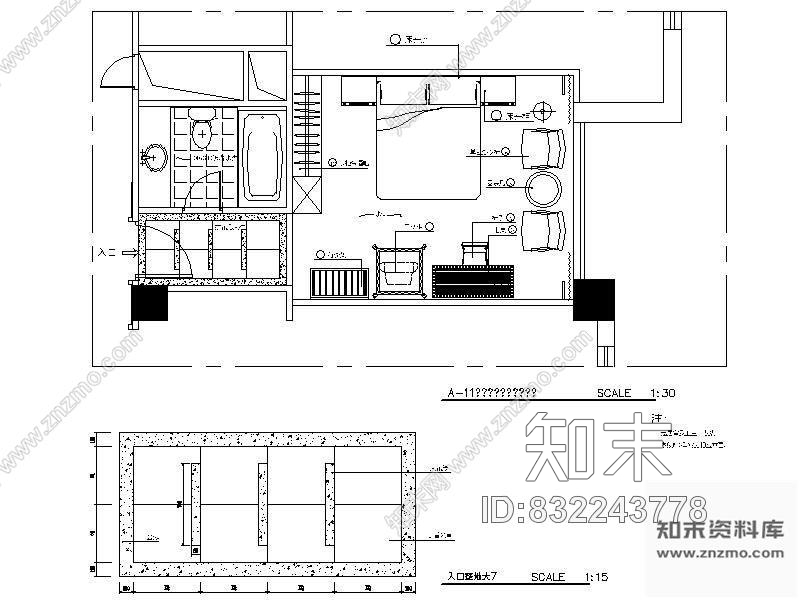 图块/节点多个标准客房平面装修图cad施工图下载【ID:832243778】