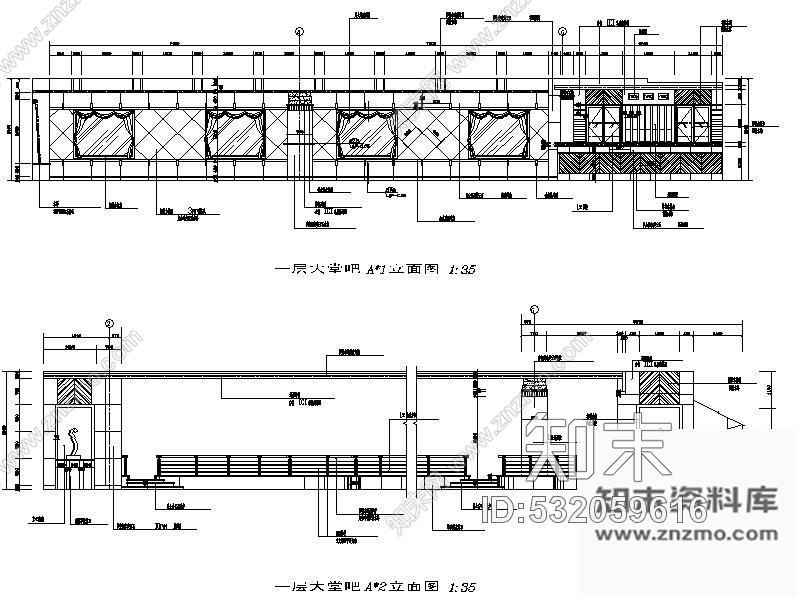 施工图四星级宾馆大堂室内装修图cad施工图下载【ID:532059616】