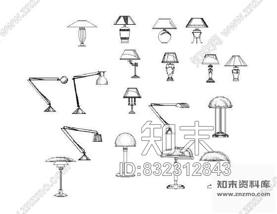 图块/节点各式台灯图块集cad施工图下载【ID:832312843】