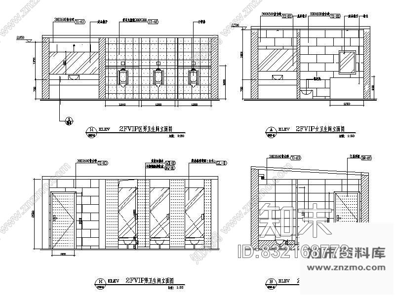 图块/节点酒店公共卫生间装修详图cad施工图下载【ID:832168773】