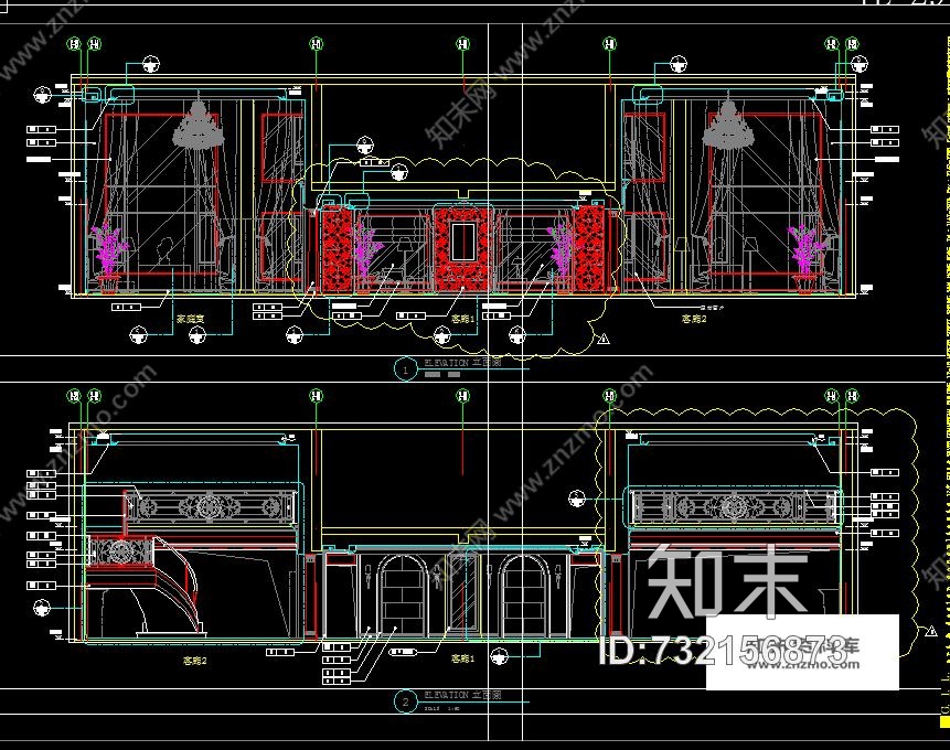 梁景华--北京棕榈泉超奢华复式楼样板cad施工图施工图非常详细cad施工图下载【ID:732156873】