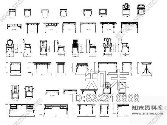 图块/节点中式家具图块集cad施工图下载【ID:832310868】
