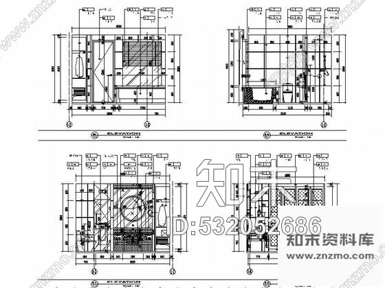 施工图扬州某酒店套房装修图cad施工图下载【ID:532052686】