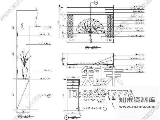 图块/节点背景装饰墙详图cad施工图下载【ID:832247778】