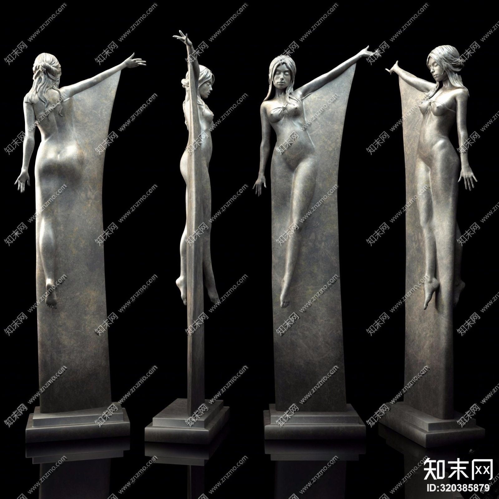 现代女性雕塑3d模型3d模型下载【id:320385879】