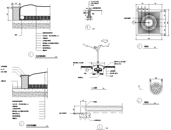 cad图纸标签 cad园林景观图库三视图 园林景观小品花钵花坛cad施工图