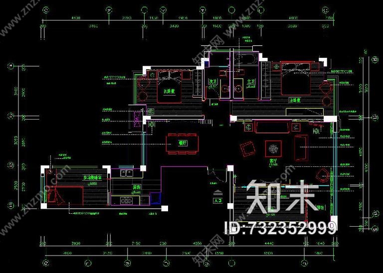 融侨锦江悦府样板房cad施工图下载【ID:732352999】