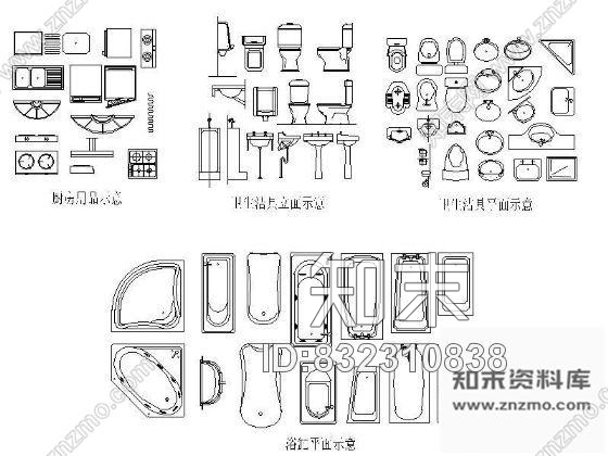 图块/节点厨卫空间图块集cad施工图下载【ID:832310838】