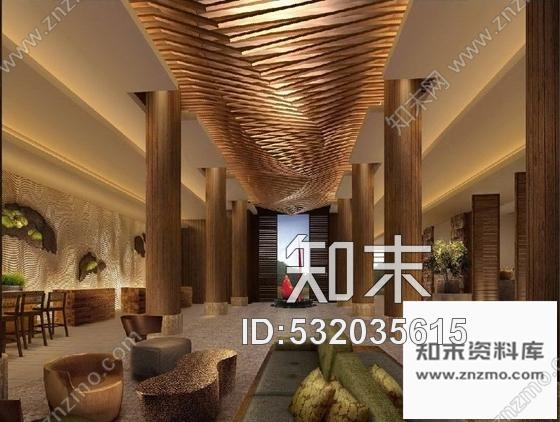 施工图浙江度假酒店大堂室内装修CAD施工图含效果cad施工图下载【ID:532035615】