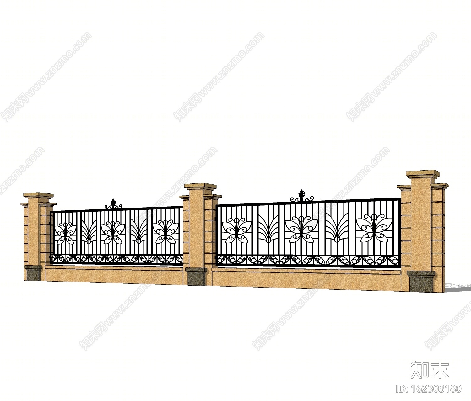 现代围墙护栏免费栏杆su模型下载id:162303180