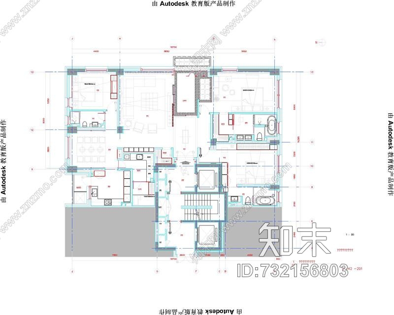 李玮珉-北京中赫万柳书院C2标准层样板房|CAD施工图+效果图施工图下载【ID:732156803】