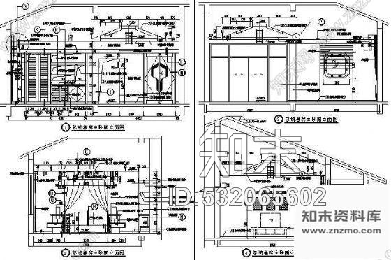 施工图铜苑宾馆总统套房装修图cad施工图下载【ID:532065602】