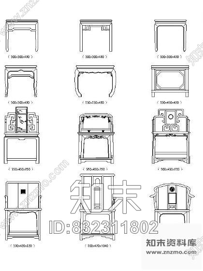 图块/节点精选明清太师椅12个cad施工图下载【ID:832311802】