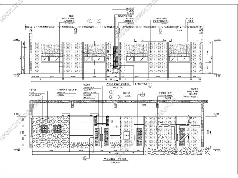 某特色餐厅CAD施工图cad施工图下载【ID:732160978】