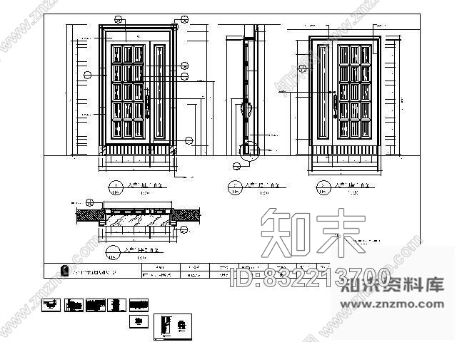 图块/节点豪宅入户门详图cad施工图下载【ID:832213700】