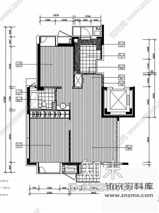 图块/节点万科两居样板房装修图平面cad施工图下载【ID:832260737】