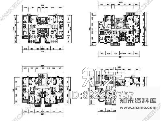 图块/节点标准层平面布置图cad施工图下载【ID:832269757】