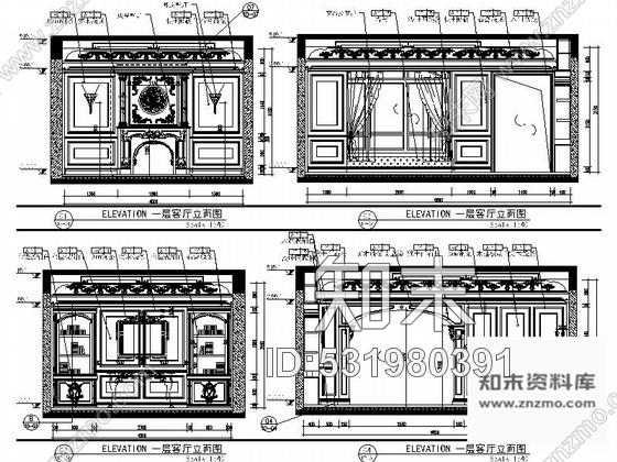 施工图哈尔滨法式风格三层联排别墅室内装修图含实景cad施工图下载【ID:531980391】