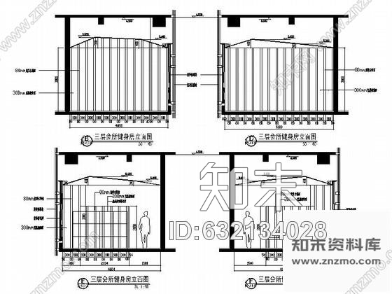 施工图某时尚健身房设计装修图cad施工图下载【ID:632134028】