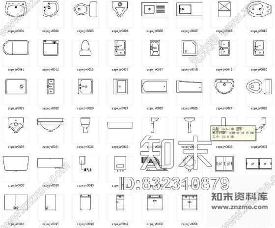 图块/节点卫生洁具图块集cad施工图下载【ID:832310879】