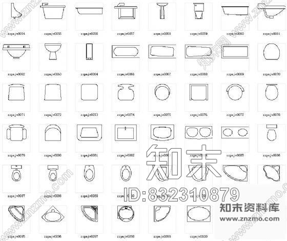 图块/节点卫生洁具图块集cad施工图下载【ID:832310879】