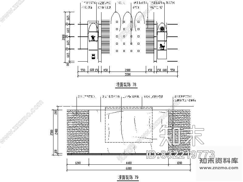 图块/节点十套造型墙立面图cad施工图下载【ID:832219773】