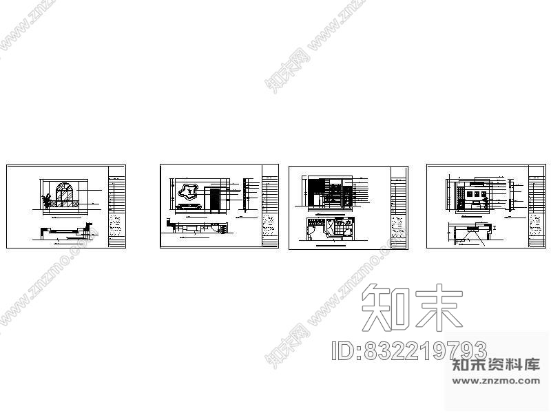 别墅男孩房立面图节点cad施工图下载【ID:832219793】