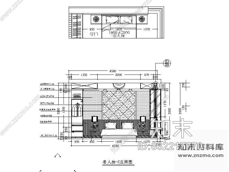 图块/节点温馨老人房立面图cad施工图下载【ID:832217770】