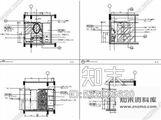 施工图广东高档酒店双床客房室内精装CAD竣工图施工图下载【ID:532035620】