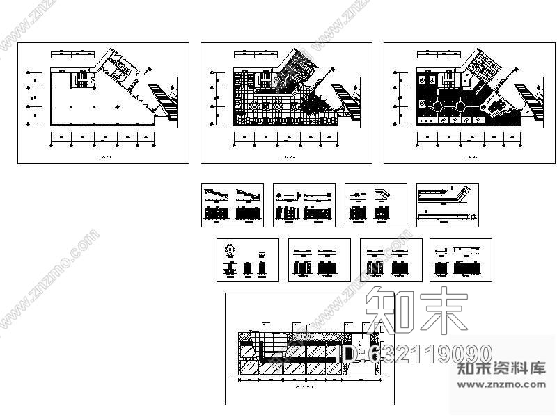 施工图某水吧高级会所装修图(含效果)cad施工图下载【ID:632119090】