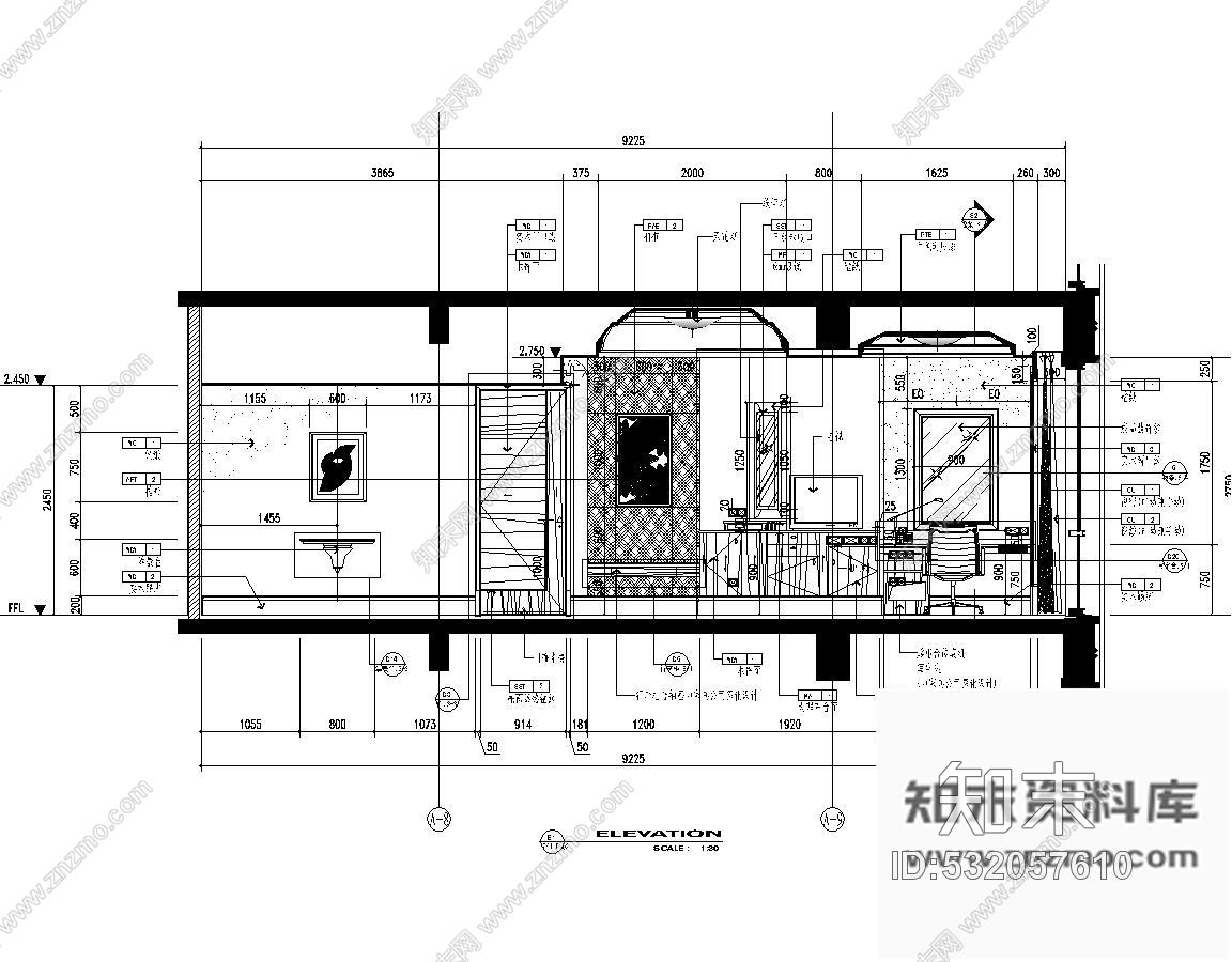 施工图苏州五星酒店豪华单人间装修图cad施工图下载【ID:532057610】